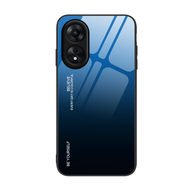 Glass phone case with blue-to-dark gradient and geometric stripe pattern