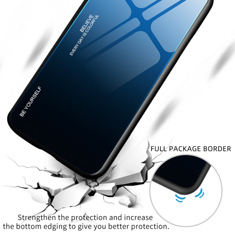 Gradient glass phone case with raised bottom edge for added protection