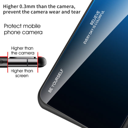 Gradient glass phone case for OPPO A17, blue gradient with side frame