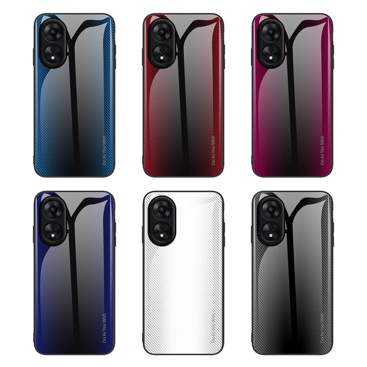 Assorted textured gradient TPU phone cases for OPPO A17 in blue, red, pink, and white