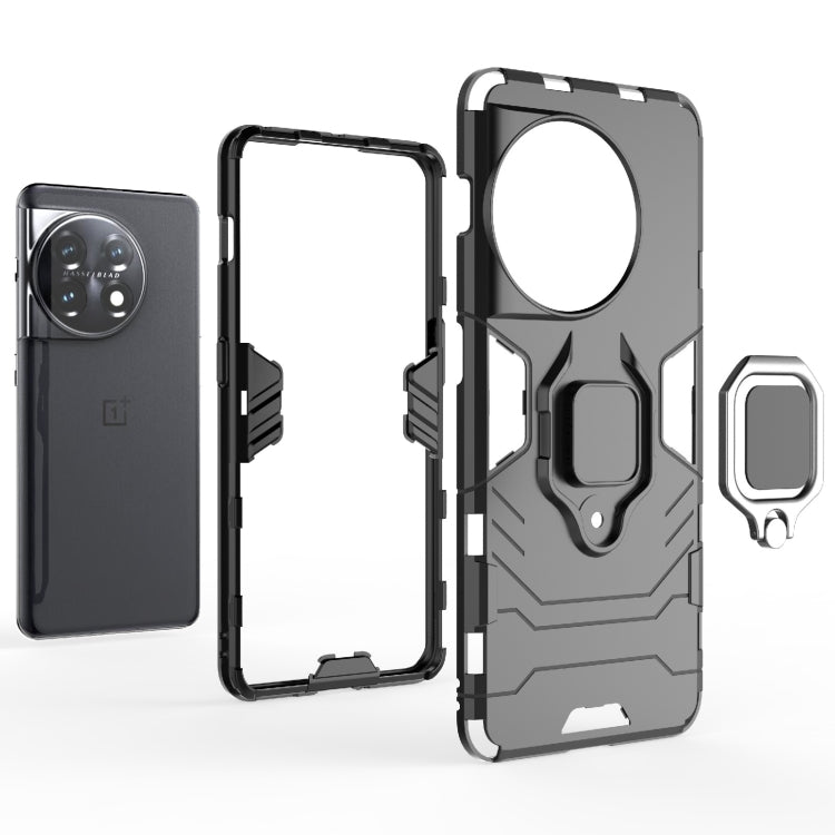 Dark gray rugged phone case with magnetic ring holder, back and sides