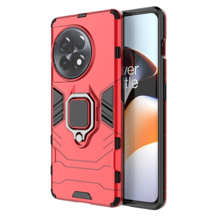 Red rugged phone case with magnetic ring holder for OnePlus Ace 2/11R