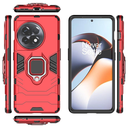 Red rugged TPU-PC phone case with magnetic ring holder for OnePlus Ace 2/11R