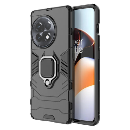 Black rugged phone case with magnetic ring holder for OnePlus Ace 2/11R
