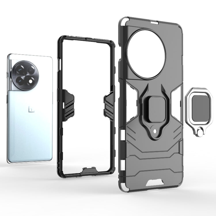 Gray phone case with magnetic ring holder and camera cutout, rugged TPU-PC