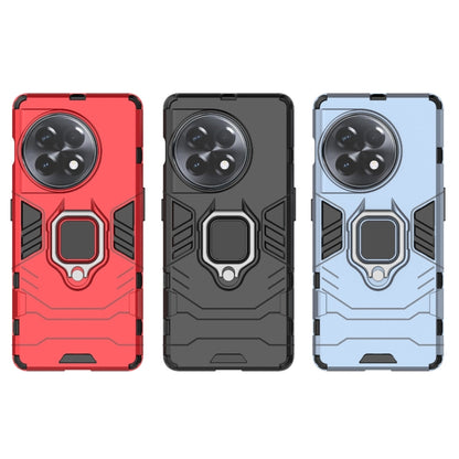Set of three phone cases with magnetic ring holders: red, black, light blue