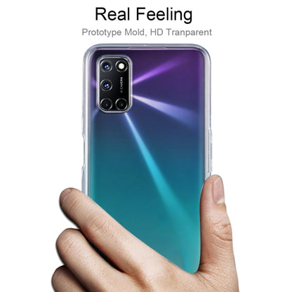 Transparent slim TPU phone case, hand holding, camera cutout and protective frame visible