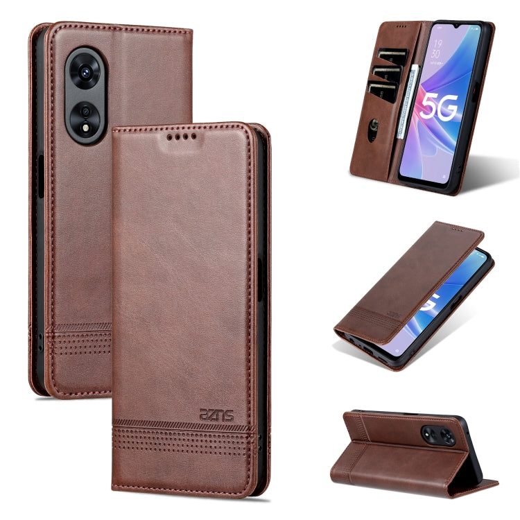 Dark brown magnetic flip leather phone case with textured finish and camera cutouts