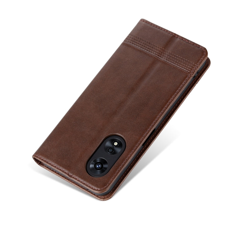 Dark brown flip leather phone case with camera cutout and secure stitched edges