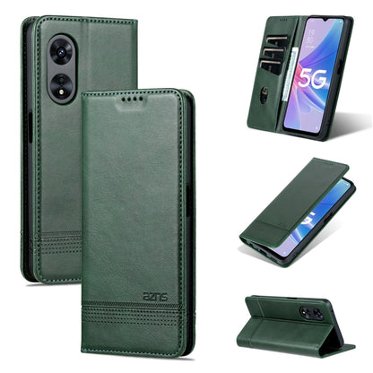 Dark green magnetic flip leather phone case with textured finish and camera cutouts