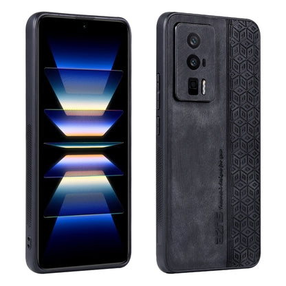 Black 3D embossed skin-feel phone case with textured geometric pattern and cutouts