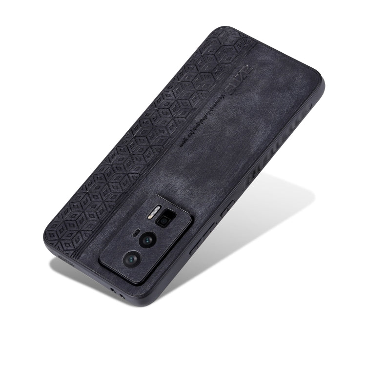 Dark gray phone case with embossed geometric side and camera cutout