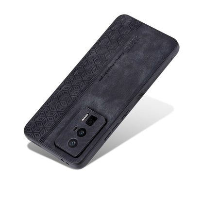 Dark gray phone case with embossed geometric side and camera cutout