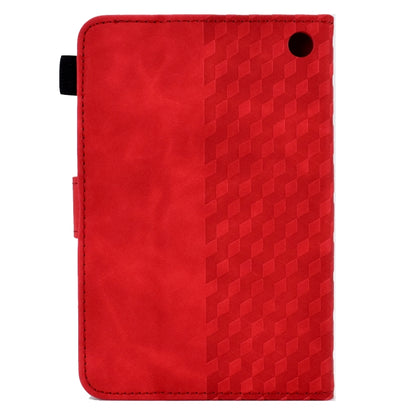 Red rhombus-embossed leather tablet case with camera cutout hole