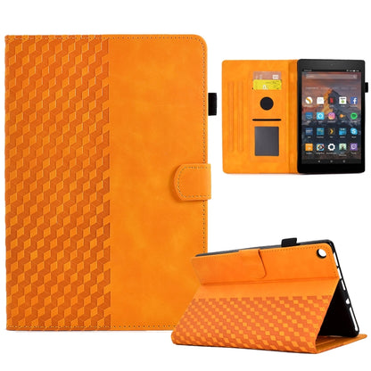 Orange rhombus-embossed leather tablet folio case with stand and card slots