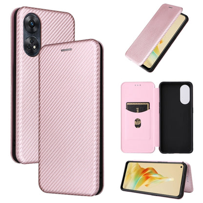Pink carbon-fiber textured flip phone case with camera cutout and magnetic cover