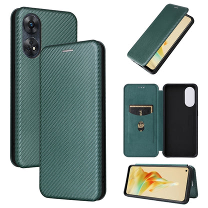 Carbon fiber flip leather phone case in dark green with card slot and folio cover