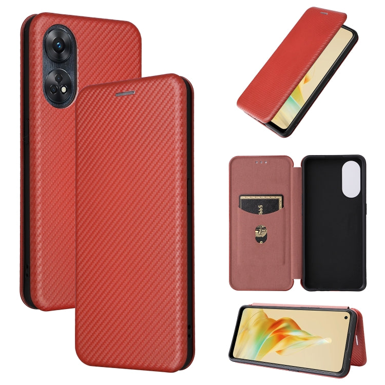 Flip leather phone case with carbon fiber texture, red, flip cover and card slot