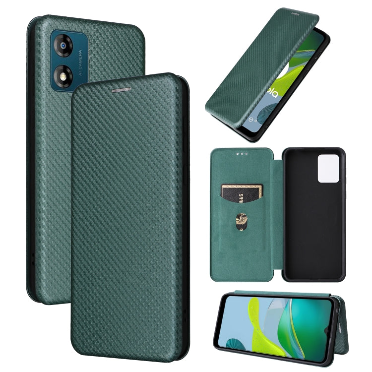 Carbon fiber flip leather phone case in dark green with card slot and folio cover