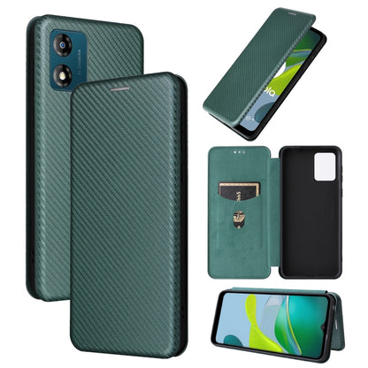 Carbon fiber flip leather phone case in dark green with card slot and folio cover