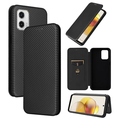 Carbon fiber flip leather phone case in black with card slot and folio cover
