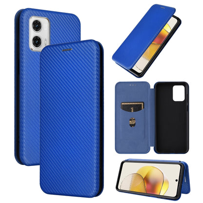 Carbon fiber flip leather phone case in blue with card slot and folio cover