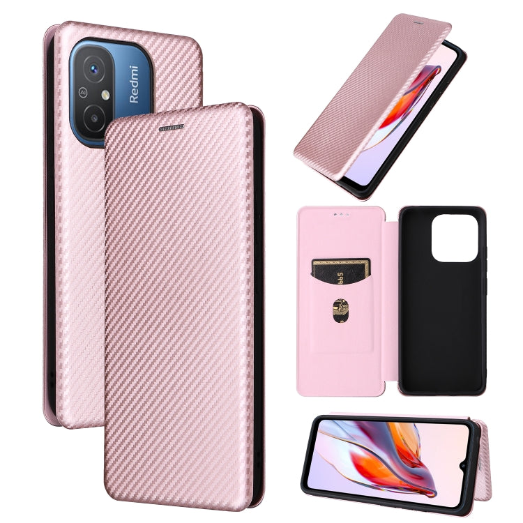 Pink carbon-fiber textured flip phone case with camera openings and card-slot flap