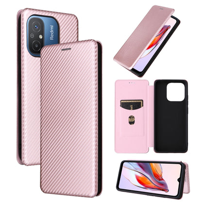 Pink carbon-fiber textured flip phone case with camera openings and card-slot flap
