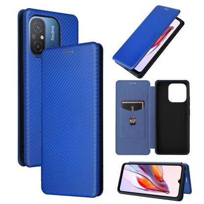 Carbon fiber flip leather phone case in blue with card slot and folio cover