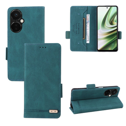 Teal magnetic clasp leather folio phone case with card slot and stitched detailing.