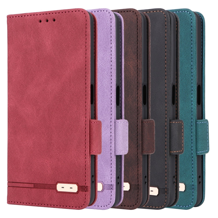 Magnetic clasp leather folio phone cases in multiple colors with stitched trims.