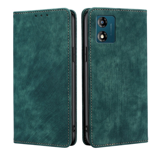 Green leather-style magnetic phone case with flip cover and stitched edges