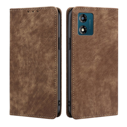Brown magnetic leather phone case with folio flap and dual camera cutout