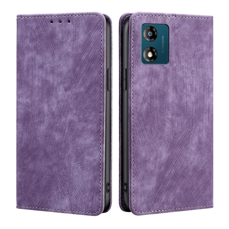 Purple magnetic leather phone case with folio flap and dual camera cutout