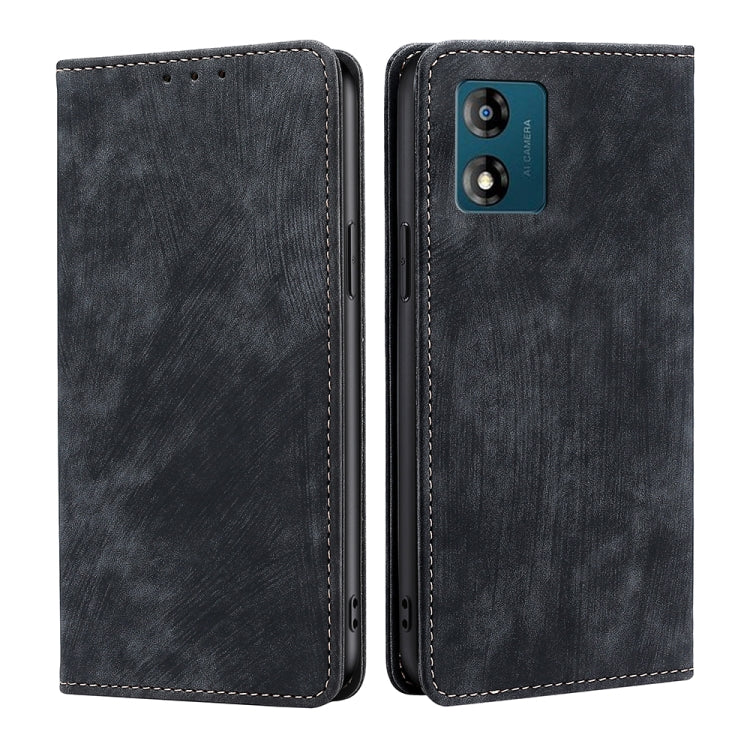 RFID anti-theft leather phone case, dark gray, single rear camera cutout, stitched flip