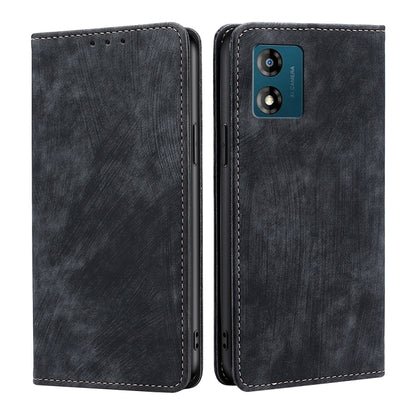 RFID anti-theft leather phone case, dark gray, single rear camera cutout, stitched flip