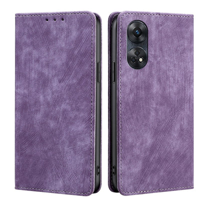 Purple magnetic leather phone case with folio flap and dual camera cutout