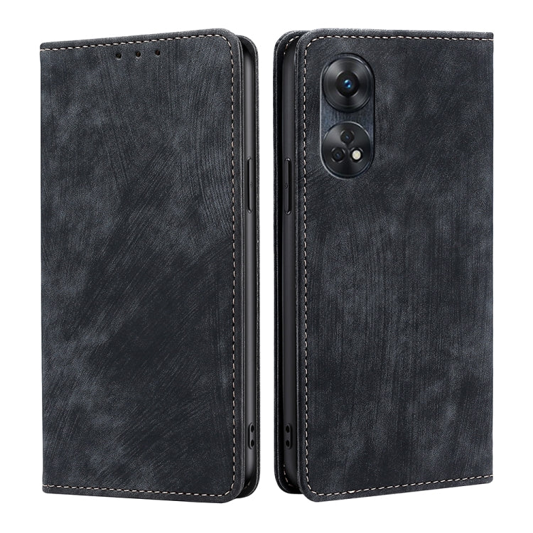 RFID anti-theft leather phone case, dark gray, dual rear camera cutout, stitched edges
