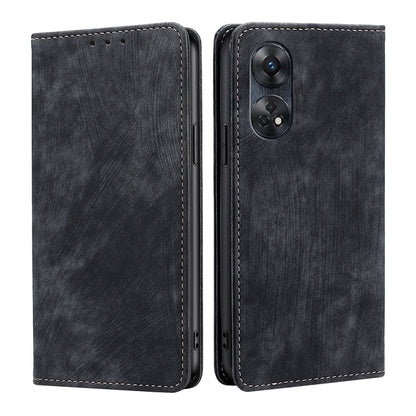 RFID anti-theft leather phone case, dark gray, dual rear camera cutout, stitched edges