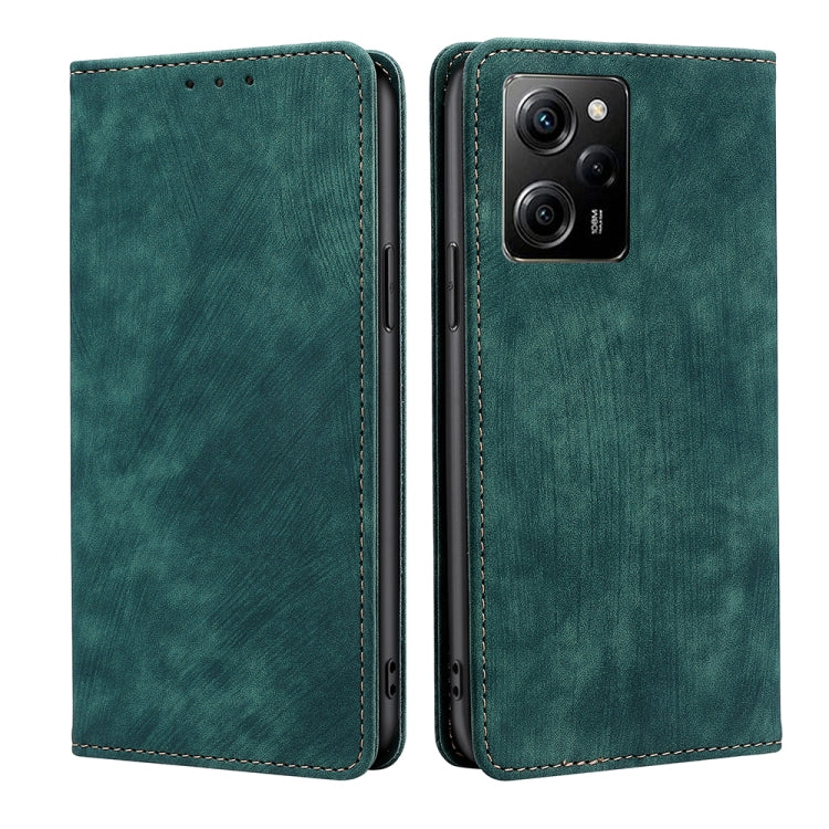 Green leather-style magnetic phone case with multi-camera cutout and flip cover