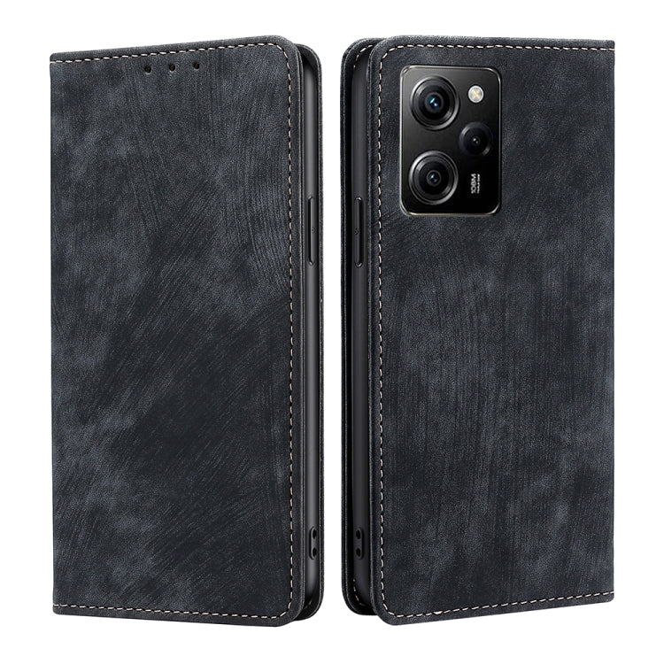 RFID anti-theft leather phone case, dark gray, triple rear camera cutout, front flip cover