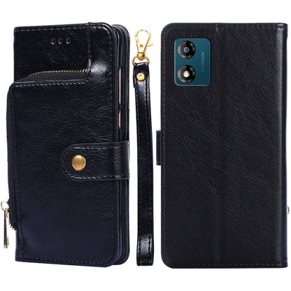 Black leather zipper phone case with flip cover and card slot, slim wallet style.