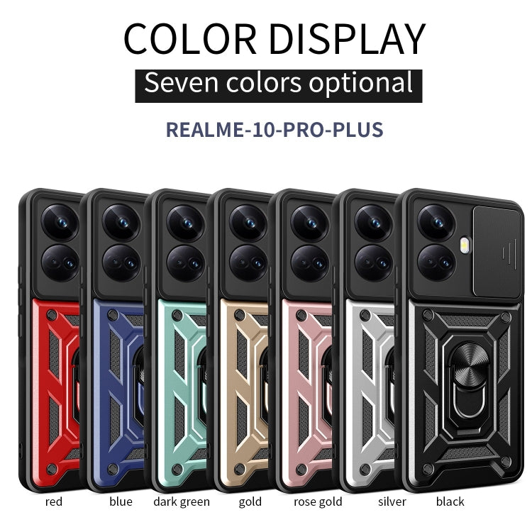 Rugged phone case color options display, seven colors shown with sliding camera cover