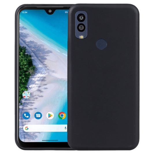 Black TPU phone case with camera and button cutouts, fitted front and back views.