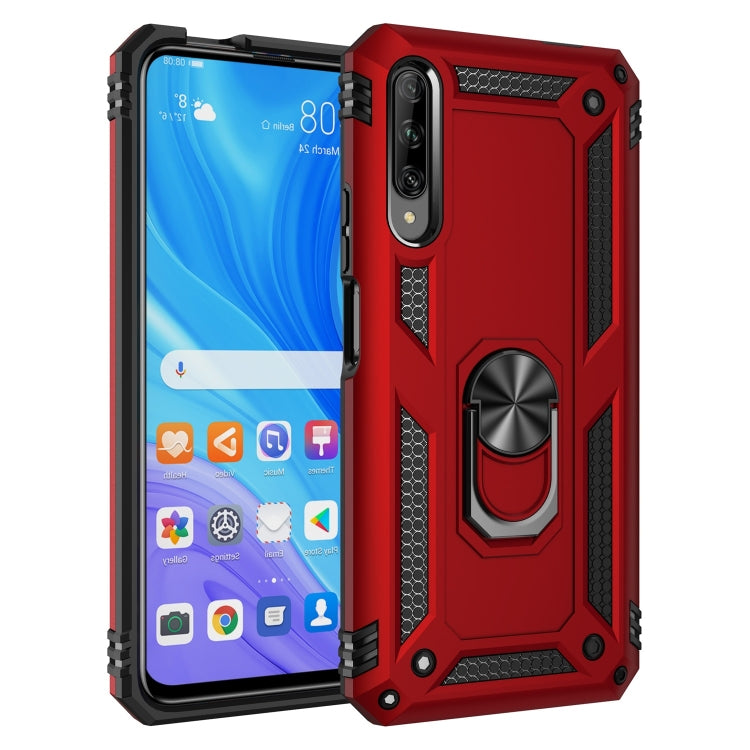 Shockproof phone case with 360 rotating holder, red and black