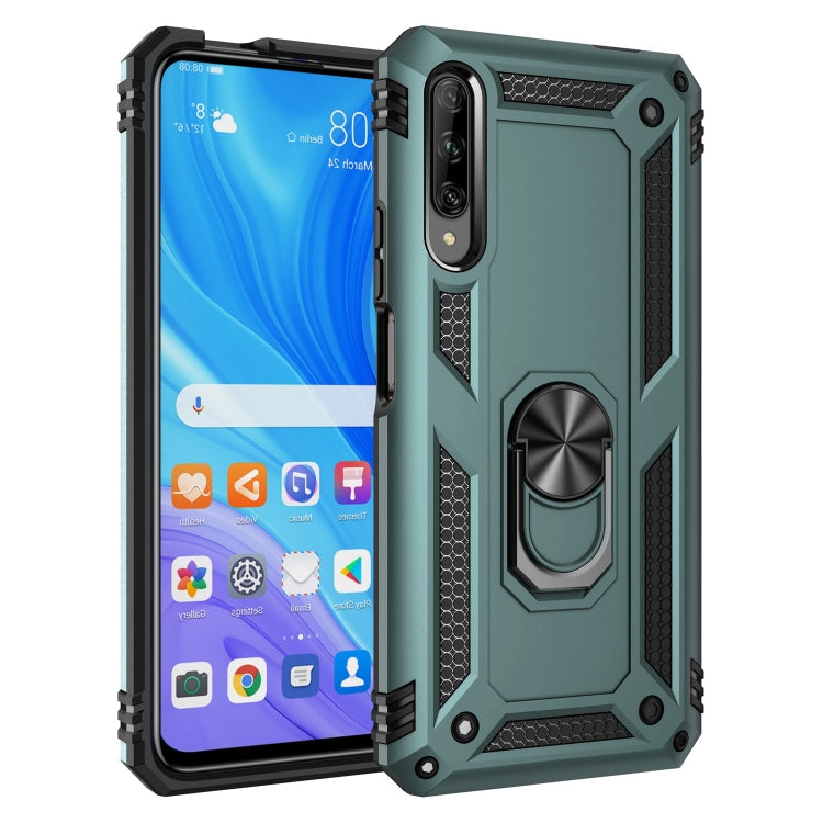Shockproof phone case with 360 rotating holder, green and black