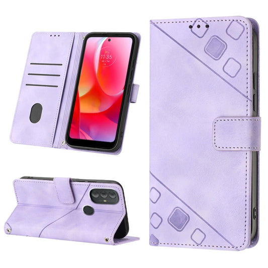 Lavender embossed leather wallet phone case with flip cover, card slot, and stand