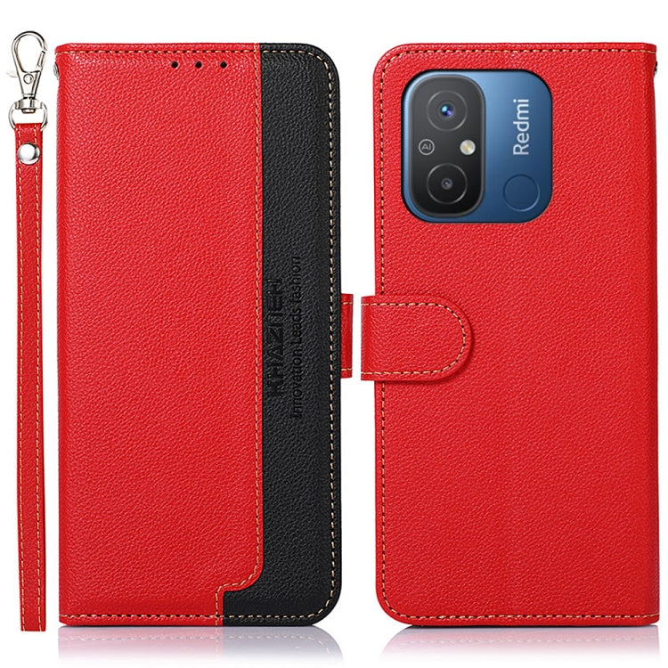 KHAZNEH RFID litchi leather phone case, red with black accents and camera cutout