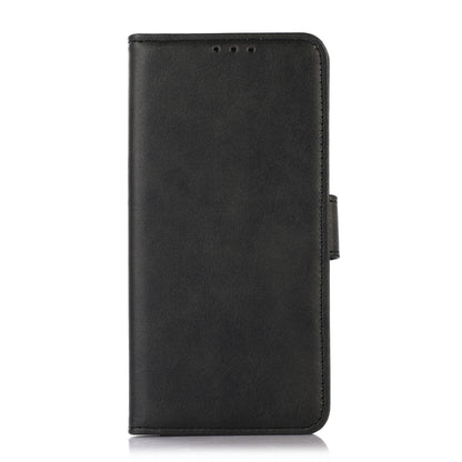 Cow-texture leather phone case for Motorola Moto G73 5G, black, back view