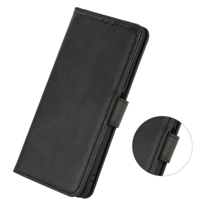 Cow-texture leather phone case for Motorola Moto G73 5G, black, side button cutouts